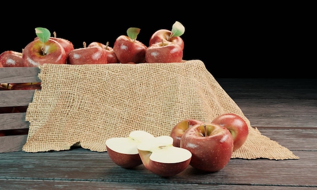 Zdjęcie zbliżenie jabłek na stole