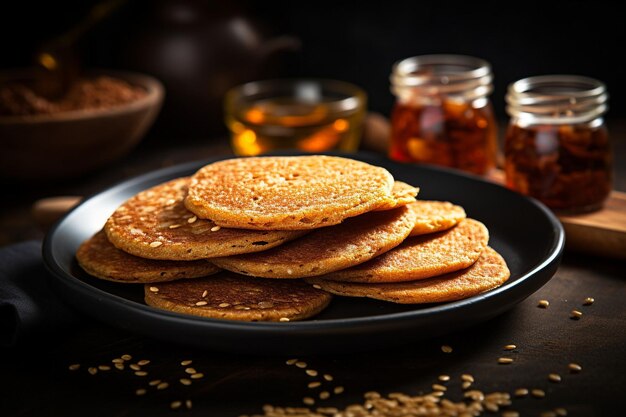 Zdjęcie zbliżenie jaggery używanej jako dodatek do domowego puddingu ryżowego