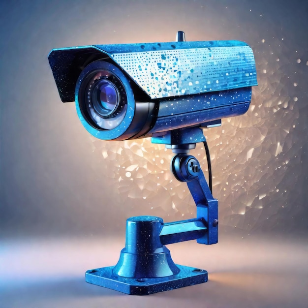 Zbliżenie kamery CCTV nad rozmytym tłem Kamera bezpieczeństwa