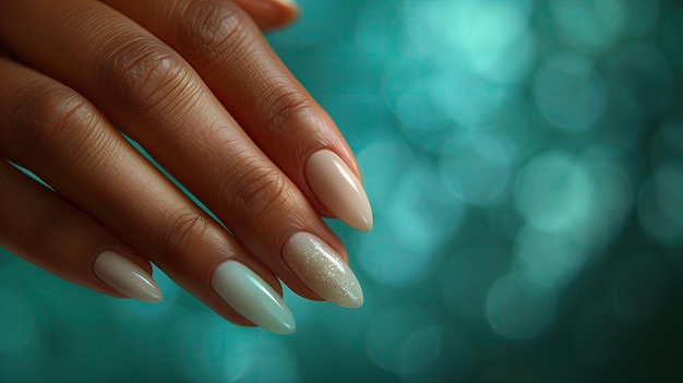 Zbliżenie kobiecych rąk z pięknym manicurem na paznokciach