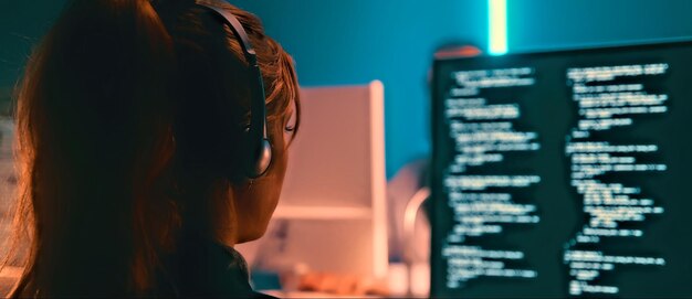 Zbliżenie kobiety obsługującej obsługę klienta w centrum telefonicznym