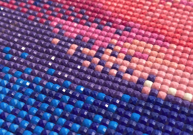 Zbliżenie kolorowe tekstury kwadratowy haft diamentowy jasne Hobby i rozrywka koncepcja Diy