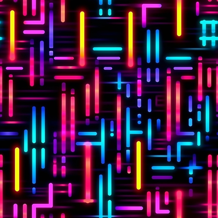 Zdjęcie zbliżenie kolorowego wzoru neonowych świateł generatywnych ai