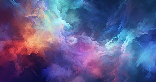Zdjęcie zbliżenie kolorowej chmury dymu w ciemnym pokoju generatywny ai
