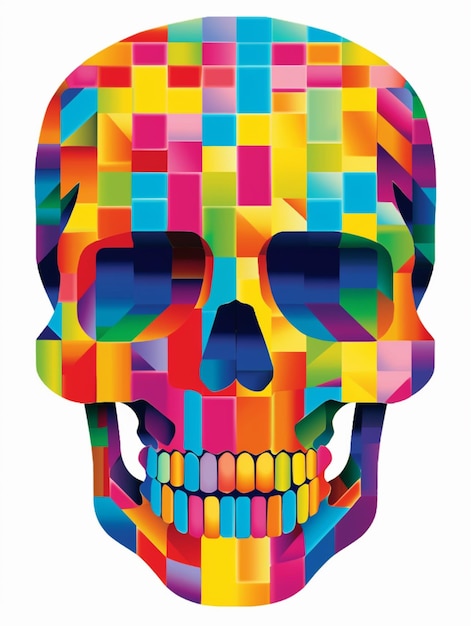 zbliżenie kolorowej czaszki z geometrycznym wzorem generatywnym ai