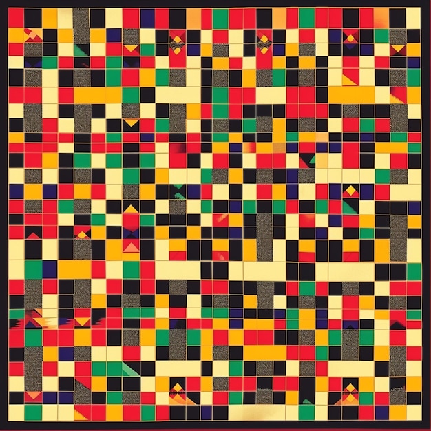 zbliżenie kolorowej kołdry z kwadratami i kwadratami generatywnymi ai