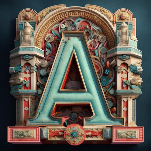 Zbliżenie kolorowej litery z dekoracyjnym projektem generatywnym ai