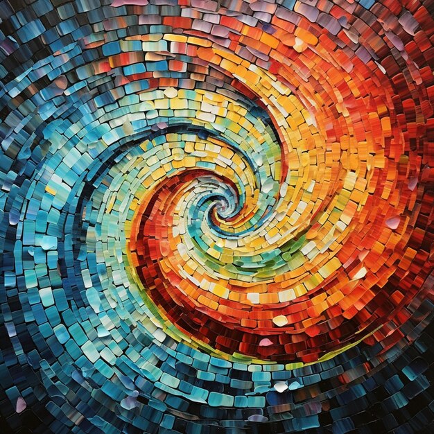 Zdjęcie zbliżenie kolorowej malowidła mozaikowej spiralnej generatywnej ai