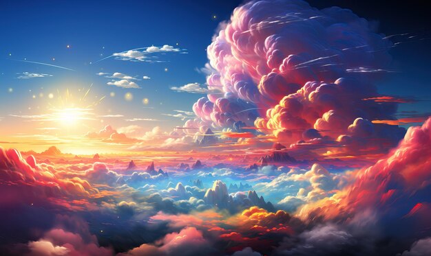 Zdjęcie zbliżenie kolorowych chmur na zachodnim niebie kolorowe tło