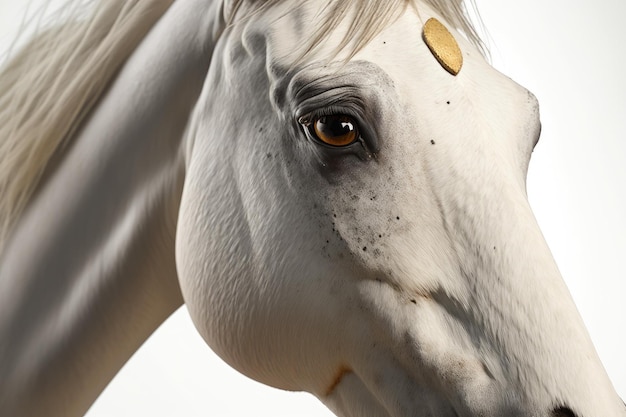 Zbliżenie konia białe tło Generative AI AIG16