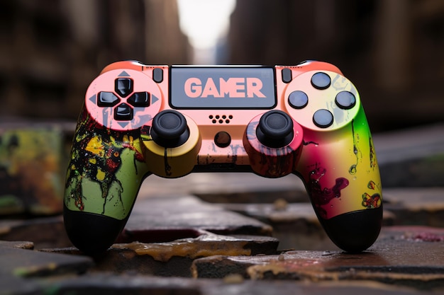 zbliżenie kontrolera gry z tekstem GAMER