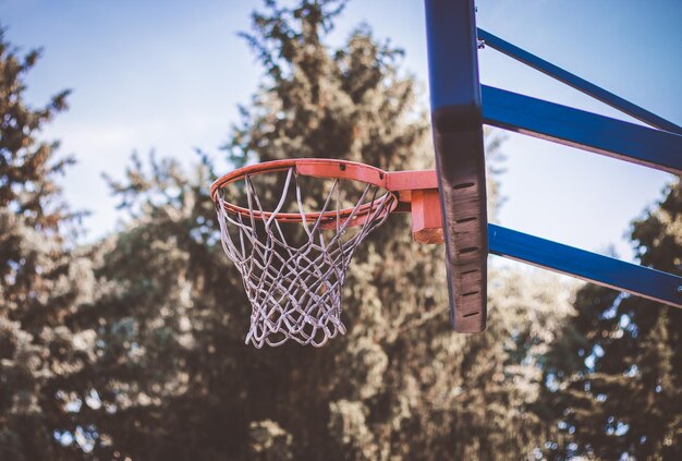 Zdjęcie zbliżenie koszykówki na tle nieba
