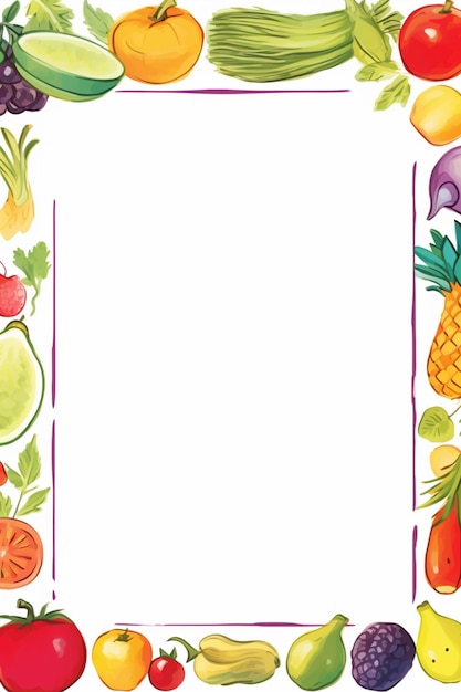 Zdjęcie zbliżenie kwadratowej ramy z różnorodnymi owocami i warzywami generatywne ai