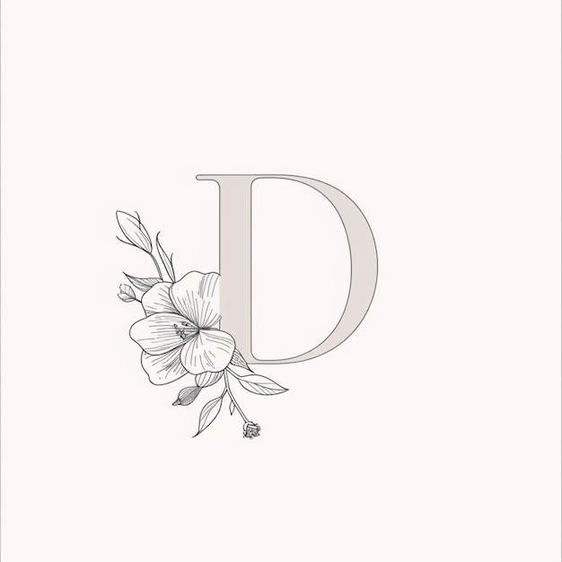 Zdjęcie zbliżenie kwiatu z literą d na nim generatywny ai