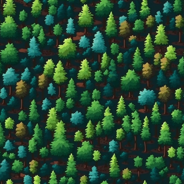 Zbliżenie lasu z wieloma różnymi drzewami