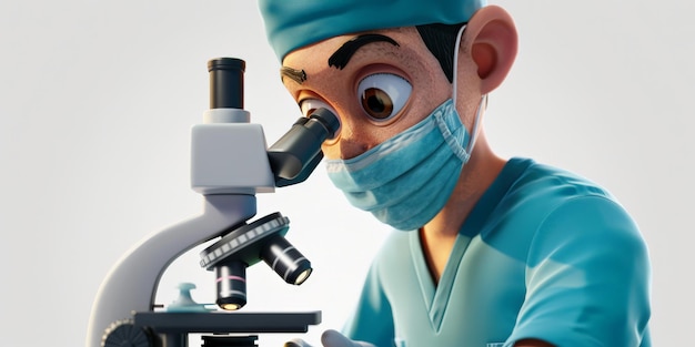Zbliżenie Lekarza Za Pomocą Mikroskopu Badania Naukowe W Medycynie