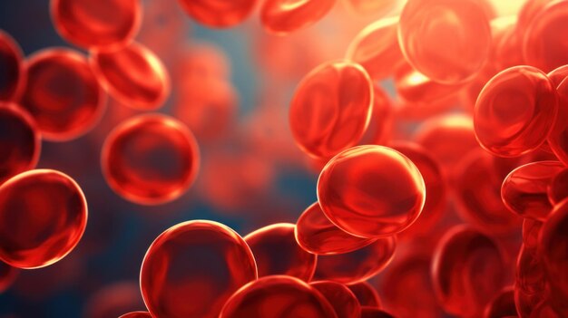 Zdjęcie zbliżenie ludzkich czerwonych krwinek
