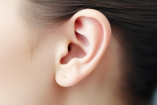 Zbliżenie ludzkiego ucha na samicy