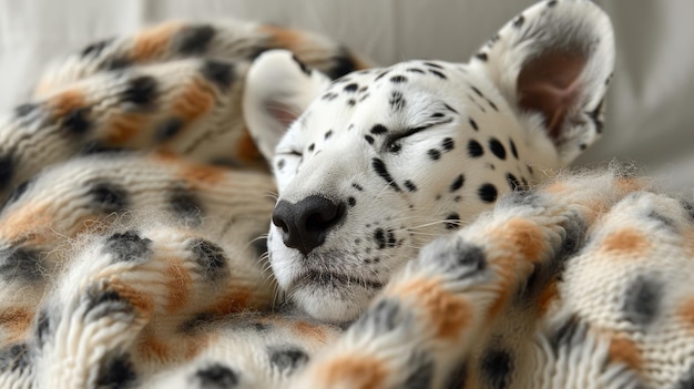 Zbliżenie małych gepardów na łóżku