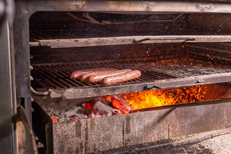 Zdjęcie zbliżenie mięsa na grillu