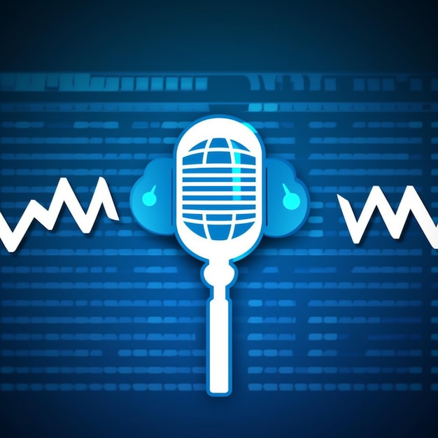 zbliżenie mikrofonu z falą wychodzącą z niego generatywny ai