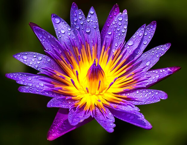 Zdjęcie zbliżenie mokrego fioletowego kwiatu