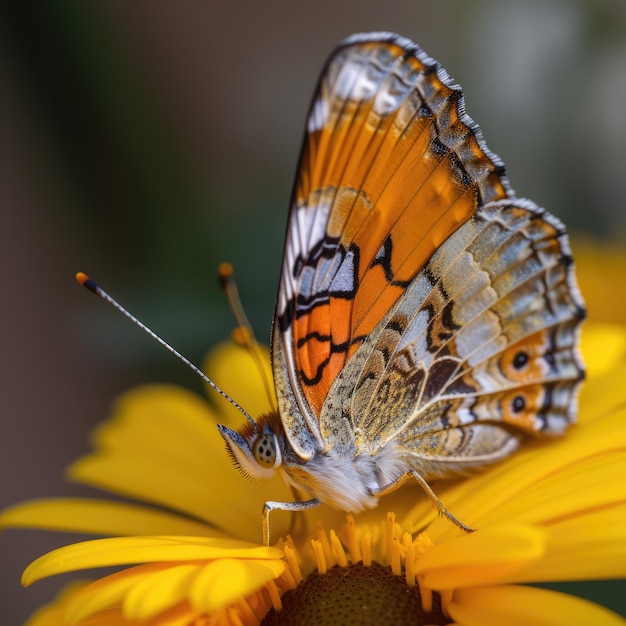 Zbliżenie motyla na kwiatku generatywnej fotografii makro ai