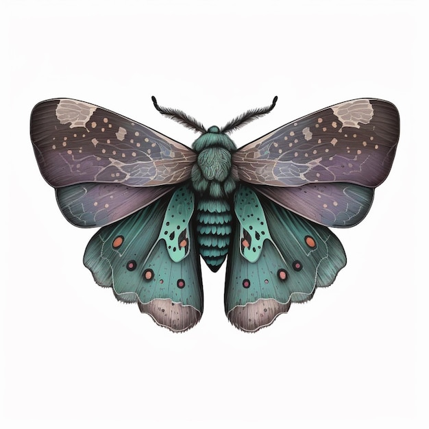 Zdjęcie zbliżenie motyla z niebiesko-fioletowym skrzydłem generatywnym ai