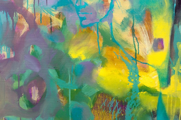 Zbliżenie na abstrakcyjny obraz olejny Kwiaty abstrakcyjne