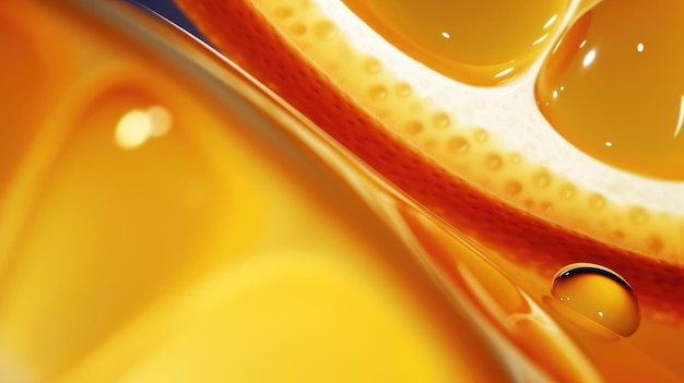 Zdjęcie zbliżenie na błyszczącą metalową powierzchnię w kolorach mandarynki i cytryny z nieostrością generative ai aig30