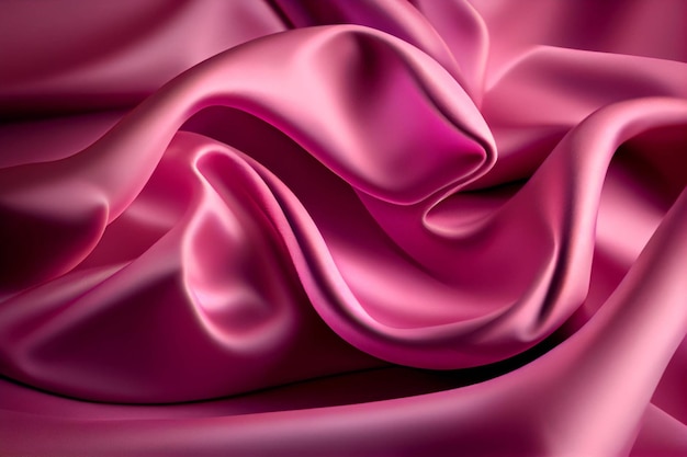 Zbliżenie na generatywną ai różowej satynowej tkaniny