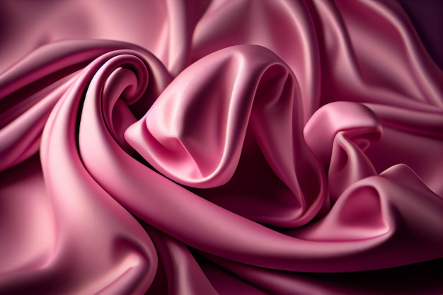Zbliżenie na generatywną ai różowej satynowej tkaniny