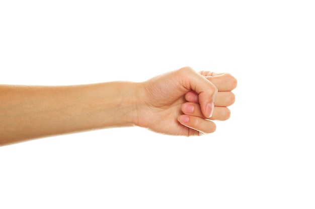 Zbliżenie Na Gest Ręki Kobiety Pokazuje Jego Rękę Izolowany