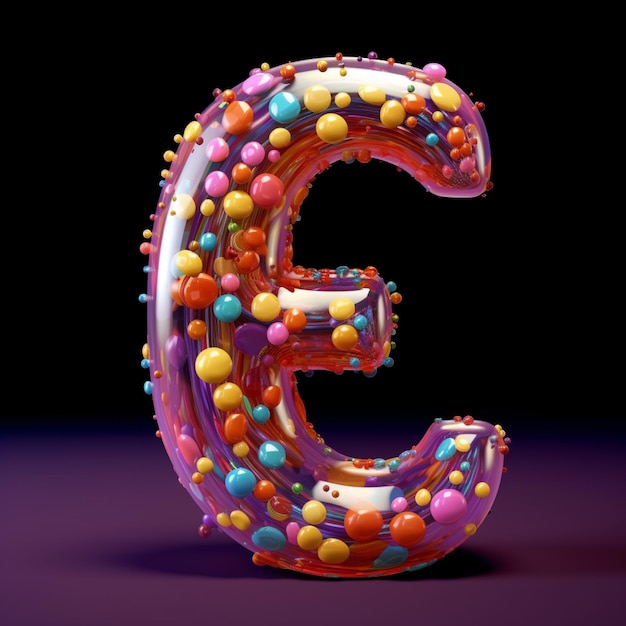 Zbliżenie na kolorową literę g wykonaną z generatywnej ai cukierków