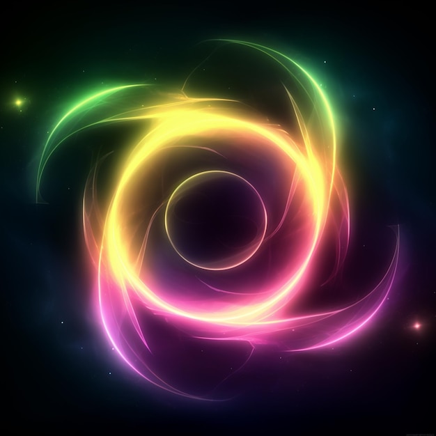 Zbliżenie na kolorową spiralę z generatywnym ai czarnym tłem
