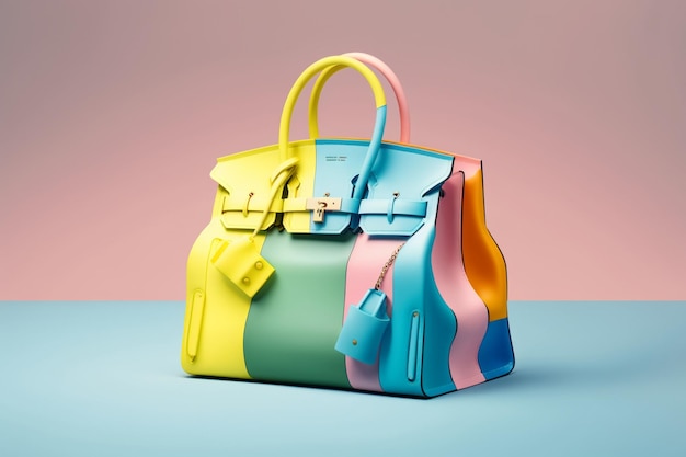 Zbliżenie na kolorową torebkę z generatywnym ai torby