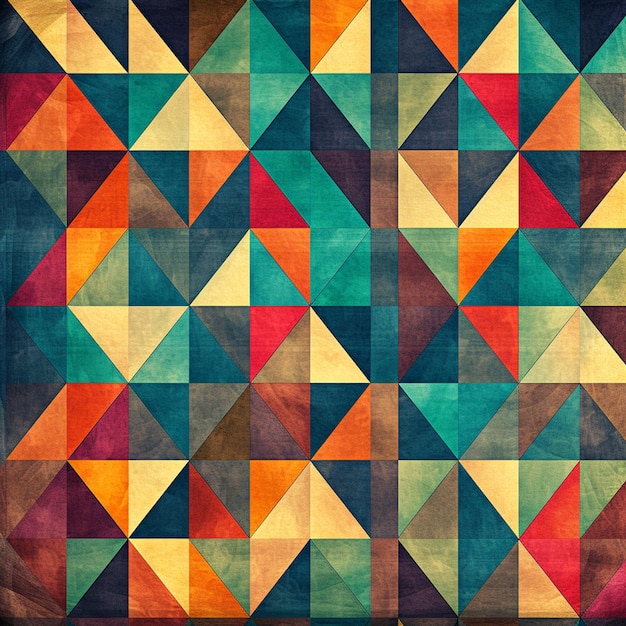 zbliżenie na kolorowe abstrakcyjne tło z dużą ilością trójkątów generatywnych AI