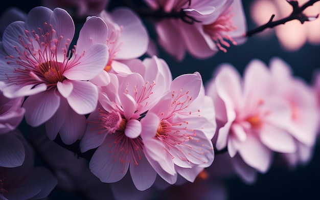Zbliżenie na kolorowe kwiaty sakura