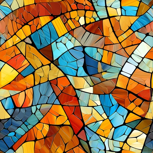 Zbliżenie na kolorowy wzór mozaiki z ptakiem generatywnym ai