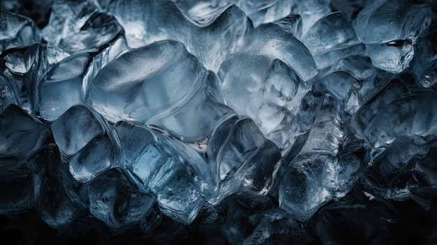 Zbliżenie na kostki lodu ze słowem lód na dole