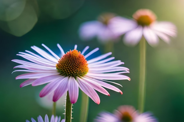 Zbliżenie na kwiat z różowym środkiem z napisem „echinacea”