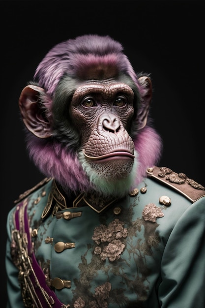 Zbliżenie na małpę w mundurze
