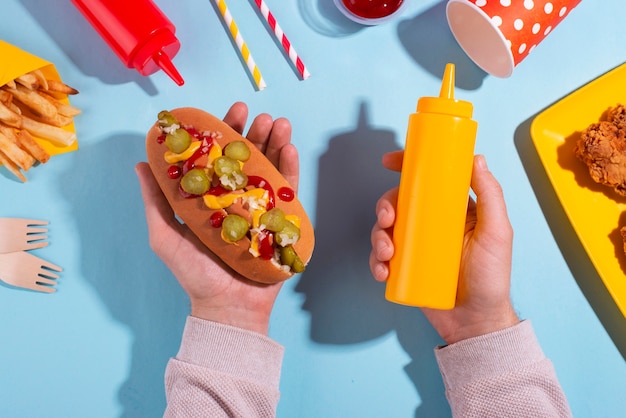 Zbliżenie na martwą naturę w fast foodach