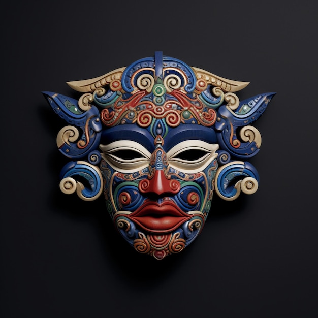 Zbliżenie na maskę z dekoracyjnym wzorem generatywnym ai