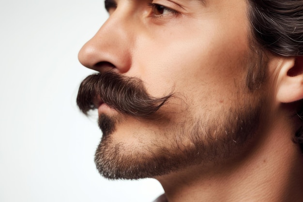 Zbliżenie na mężczyznę z generatywną ai wąsów
