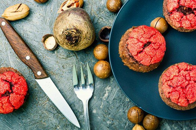 Zbliżenie Na Muffinki Z Buraków