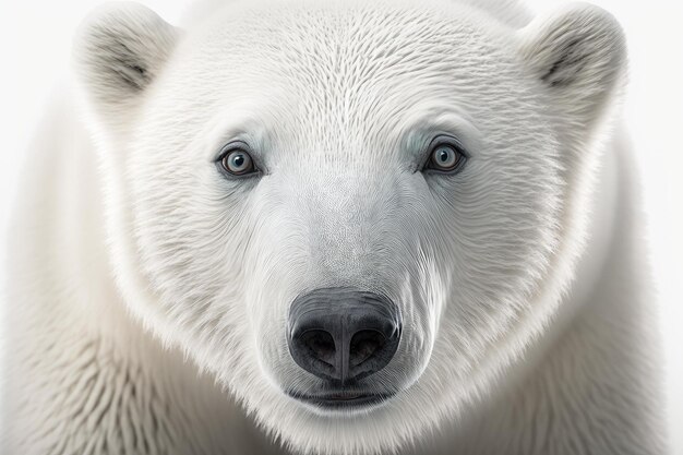 Zdjęcie zbliżenie na niedźwiedzia polarnego białe tło generative ai aig16