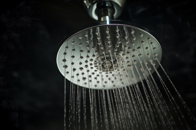 Zdjęcie zbliżenie na odkręcony kran pod prysznicem