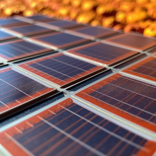 Zdjęcie zbliżenie na panele słoneczne technologia słońca generative ai