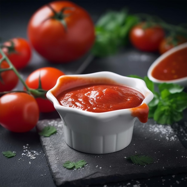 Zbliżenie na porcję sosu pomidorowego